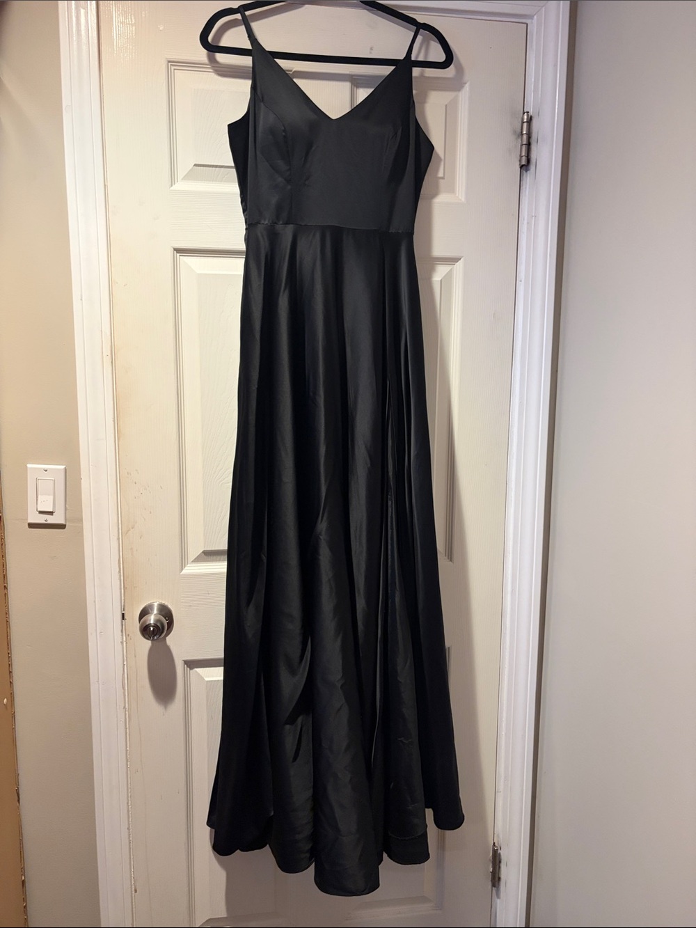 Windsor Satin A-Line Gown in Black 7/8